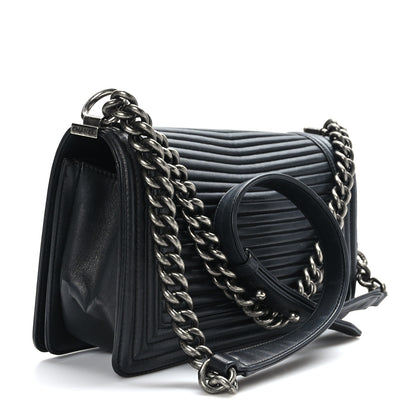 Chanel Calfskin Horizontal Quilted Medium Boy Flap Black Black 3 of 9