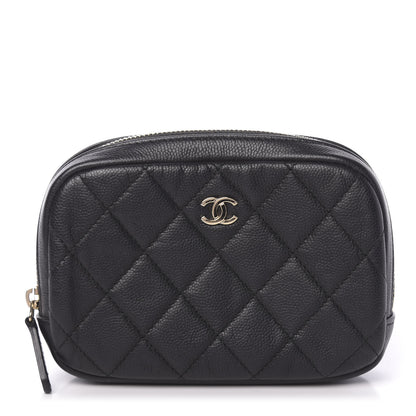 Chanel Caviar Quilted Small Curvy Pouch Cosmetic Case Black 1 of 9