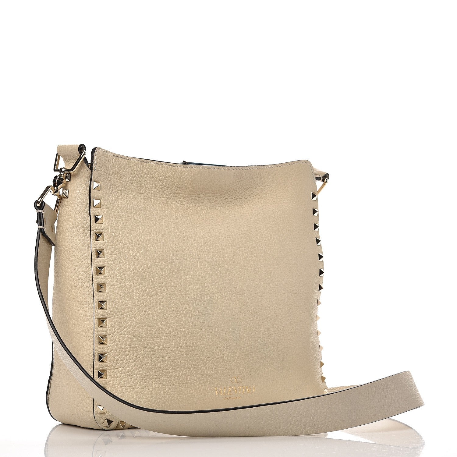 Valentino Garavani Pebbled Calfskin Small Rockstud Flip-Lock Messenger Bag Light Ivory 3 of 8