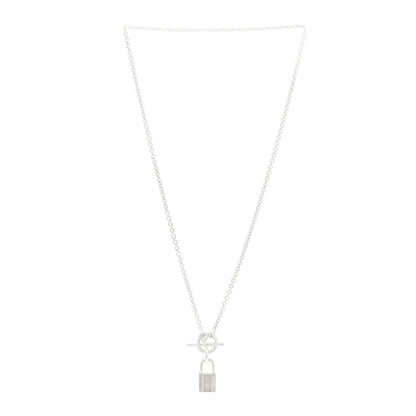 Hermes Sterling Silver Cadenas Kelly Lock Pendant Necklace 4 of 11