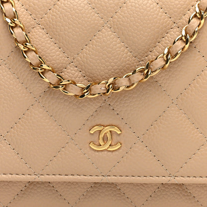 Chanel Caviar Quilted Wallet on Chain WOC Beige 8 of 11