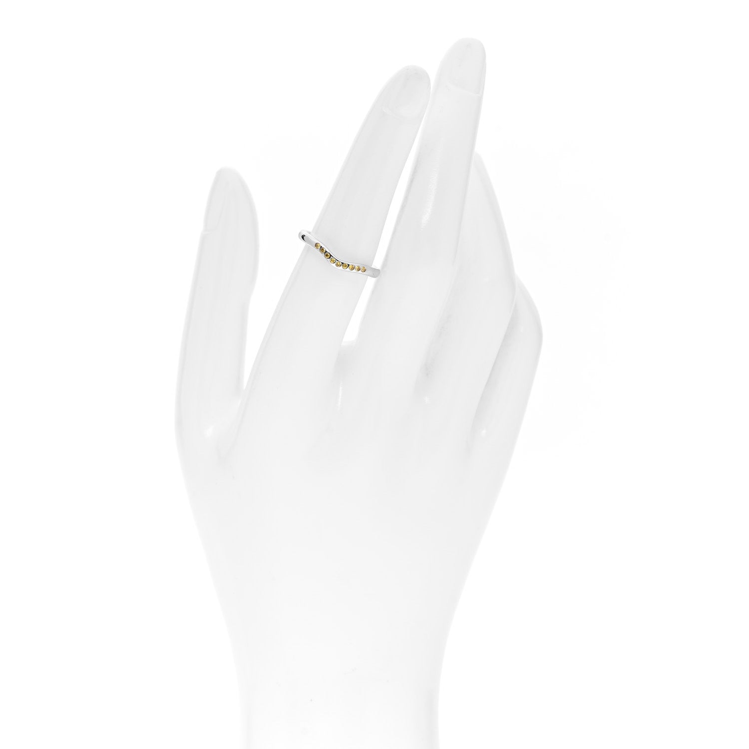 Tiffany Platinum Yellow Diamond Elsa Peretti Wedding Band Ring 53 6.5 2 of 6