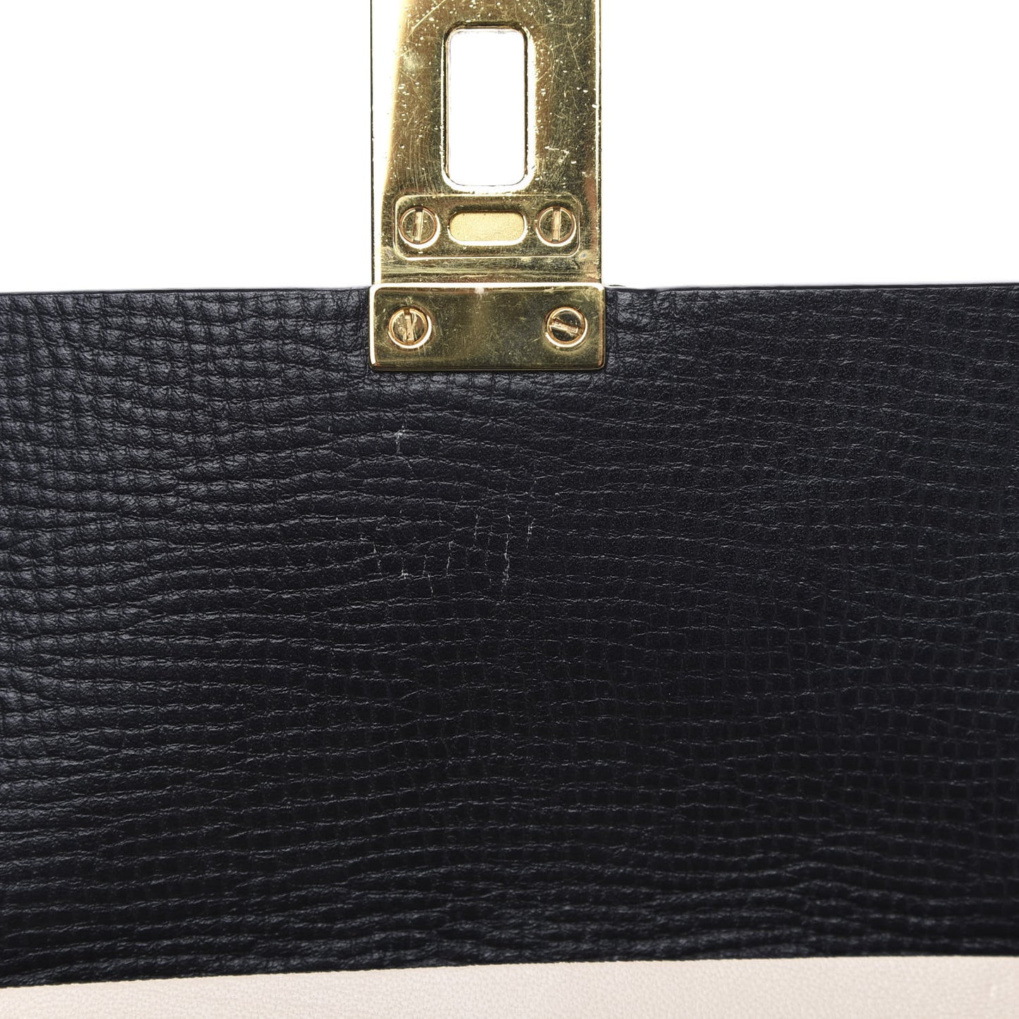 Grained Calfskin Lambskin Bi-Color Drew Shoulder Bag Black Powder Beige