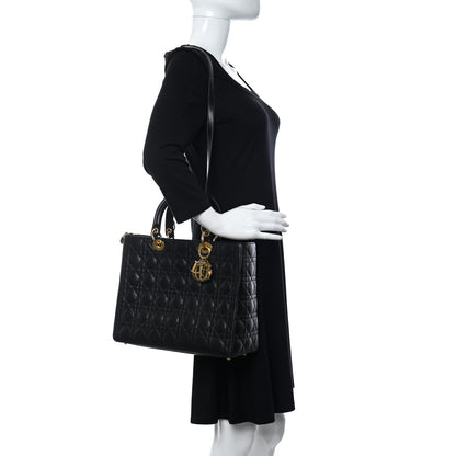 Christian Dior Lambskin Cannage Large Lady Dior Black 2 of 17