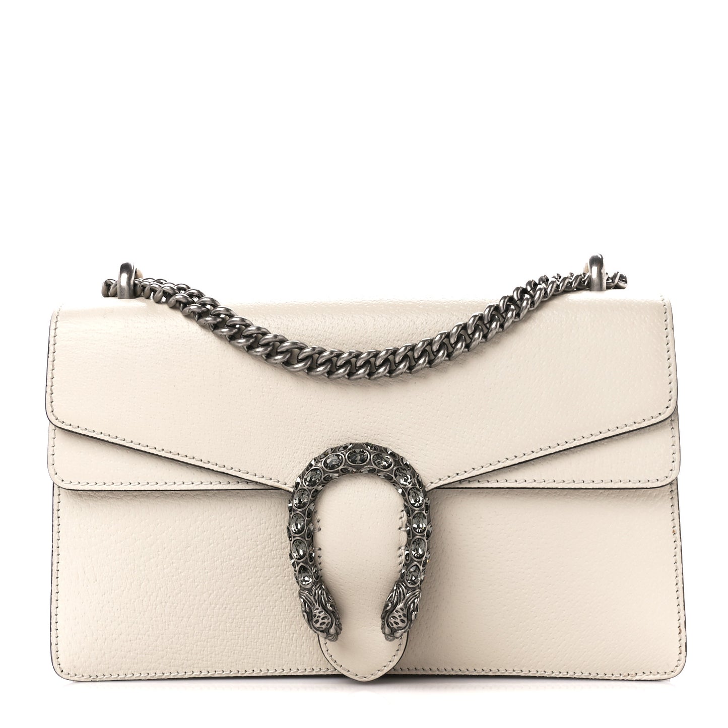 Textured Calfskin Crystal Small Dionysus Shoulder Bag Mystic White