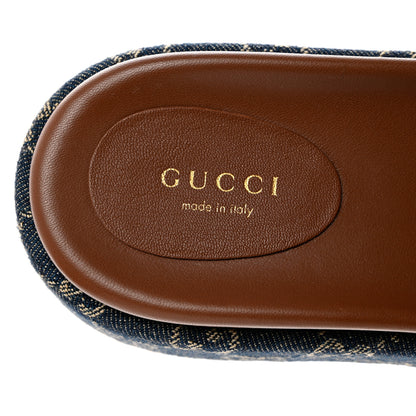 Gucci New Denim GG Monogram Angelina Platform 55mm Slide Sandals 38 Blue Tea 7 of 9