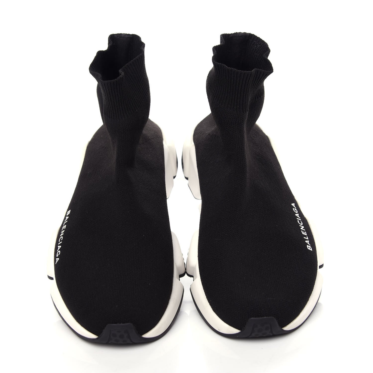 Balenciaga Neoprene Knit Womens Speed Sneakers 38 Black White 5 of 10