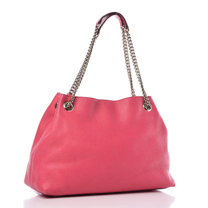 Gucci Pebbled Calfskin Medium Soho Chain Shoulder Bag Pink 3 of 18