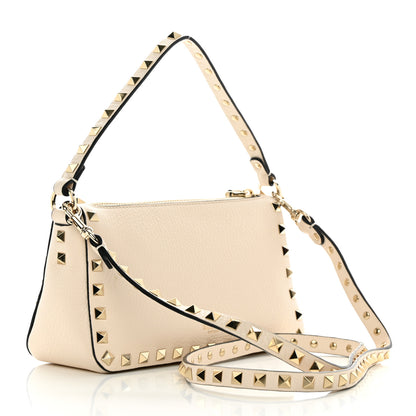 Valentino Garavani Pebbled Calfskin Small Rockstud Flip Lock Shoulder Bag Light Ivory 3 of 11