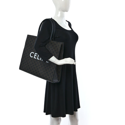 Celine Triomphe Canvas Calfskin Horizontal Cabas Black 2 of 10