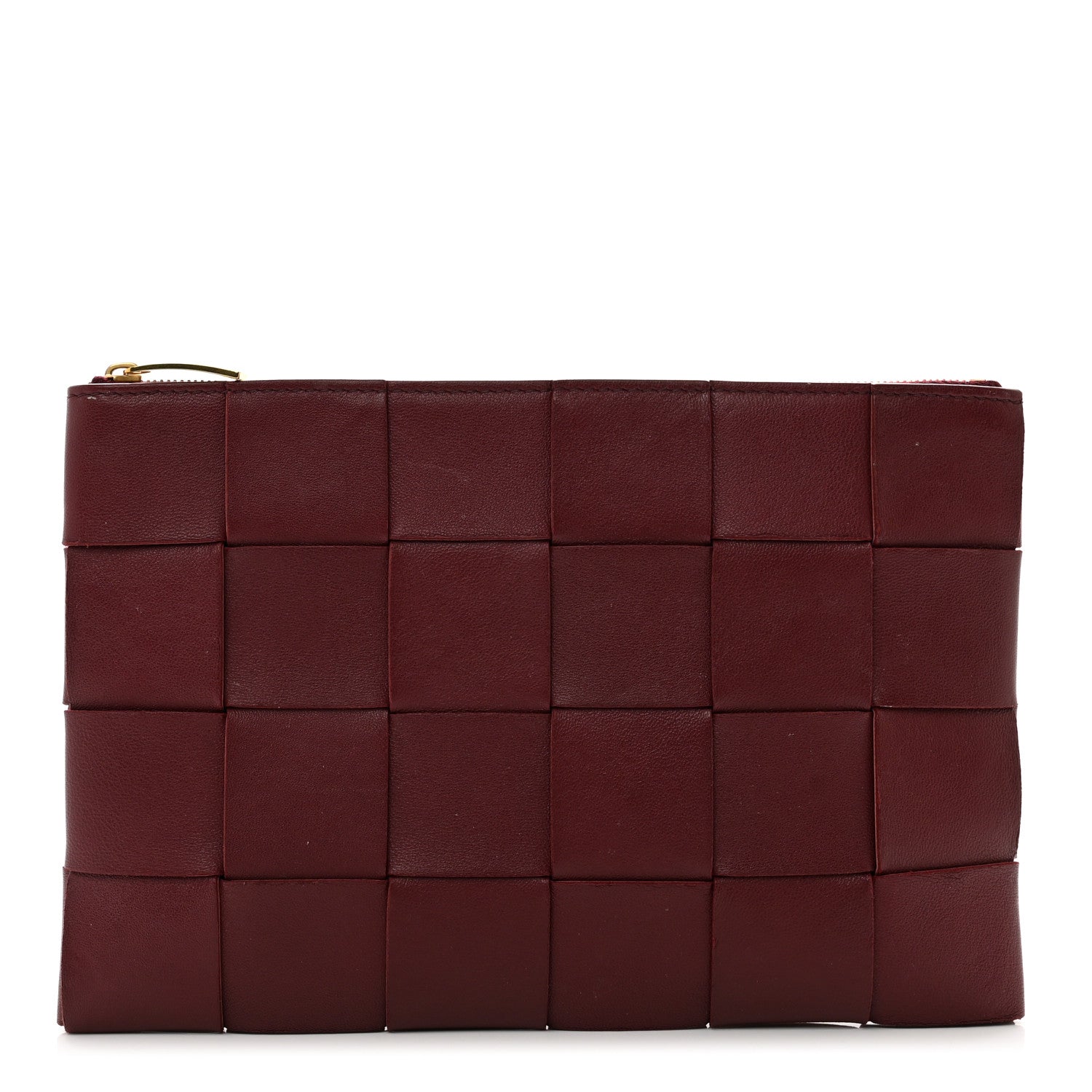 Bottega Veneta Nappa Maxi Intrecciato Small Cassette Flat Zip Pouch Bordeaux 1 of 7