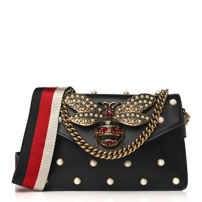 Gucci Nappa Pearl Studded Mini Queen Margaret Broadway Shoulder Bag Black 1 of 9