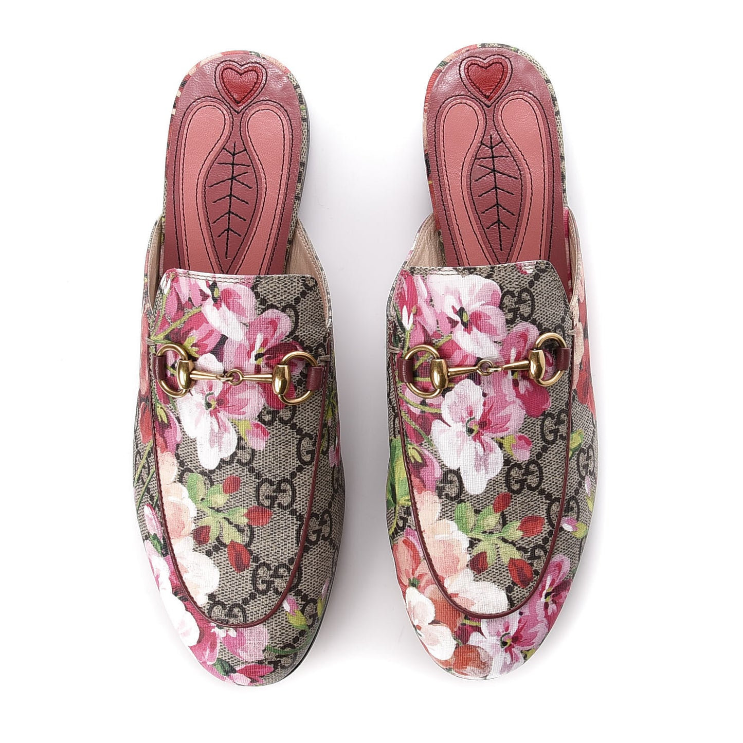 GG Supreme Monogram Blooms Womens Princetown Slippers 36 Beige Multicolor Dry Rose