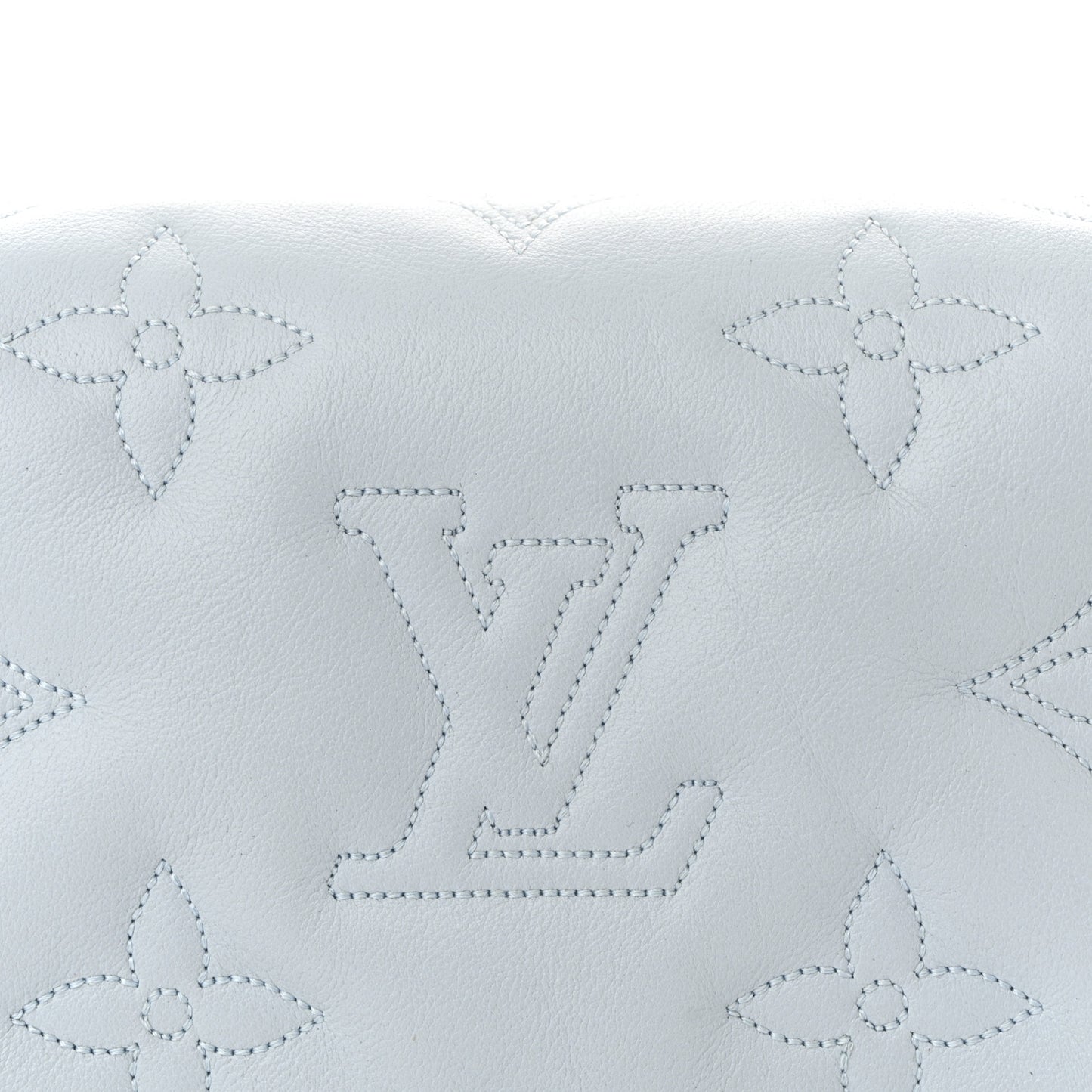 Calfskin Bubblegram Wallet On Strap Ice Blue