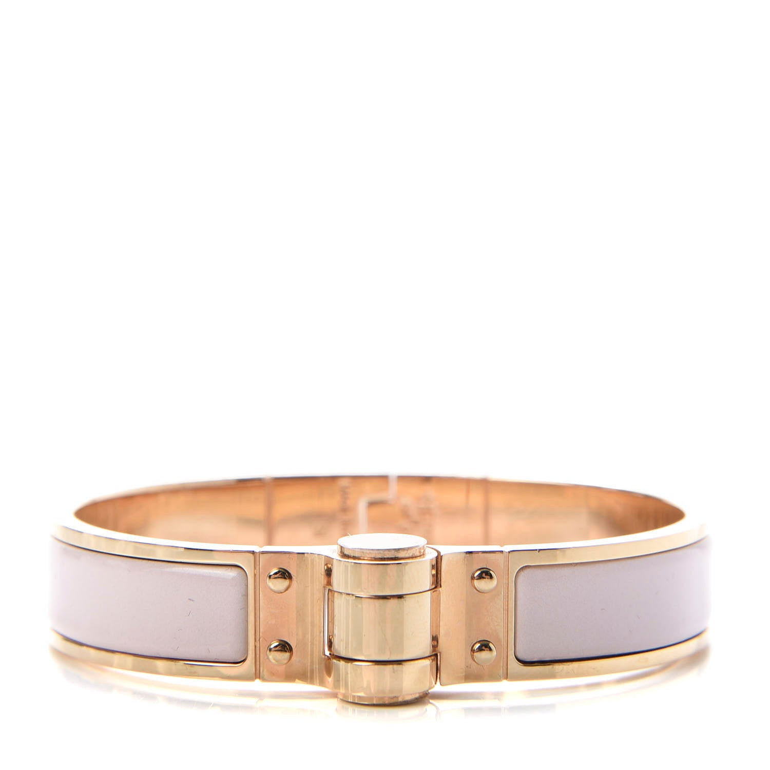 Hermes Enamel Charniere Uni Narrow Hinged Bracelet S Rose Candeur 1 of 4