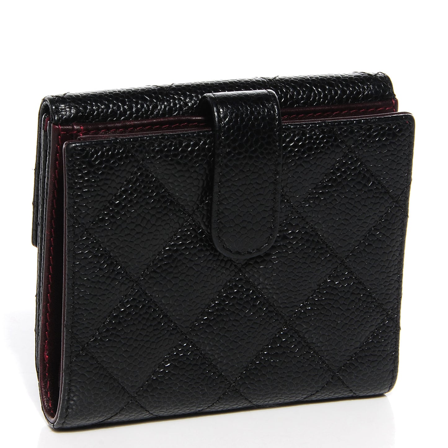 Caviar Quilted Compact Flap Wallet Black