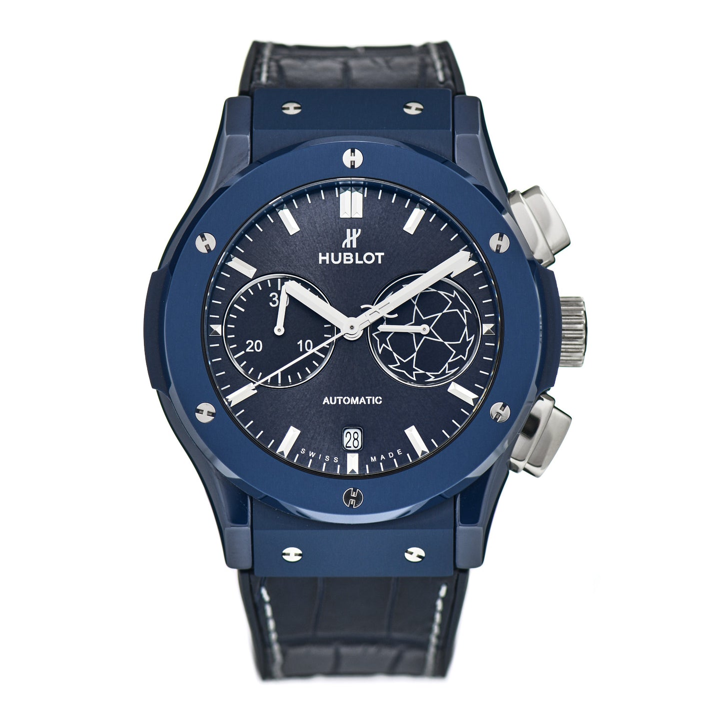 Ceramic Alligator 45mm Classic Fusion Chronograph "Champions League" Limited Edition Automatic Watch Blue 521.EX.7170.LR.UCL18