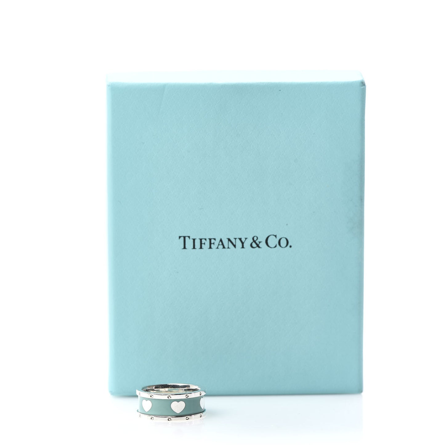 Sterling Silver Enamel Heart Band Ring 51 5.75