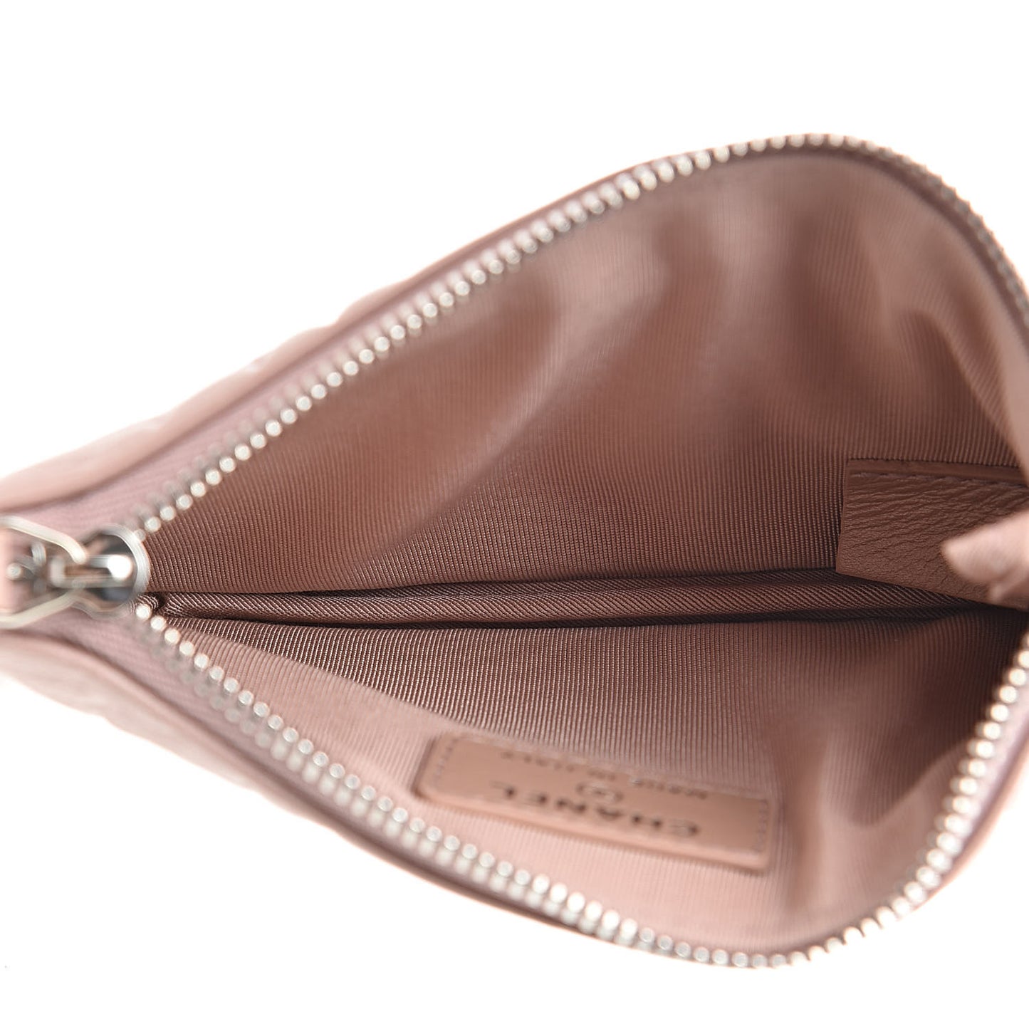 Goatskin Camellia Embossed Cosmetic Pouch Light Pink
