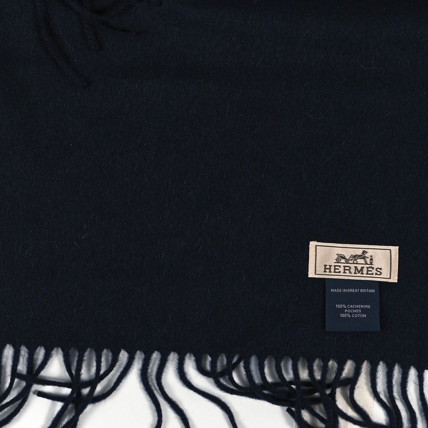 Hermes Cashmere Aviateur Muffler Marine 3 of 3