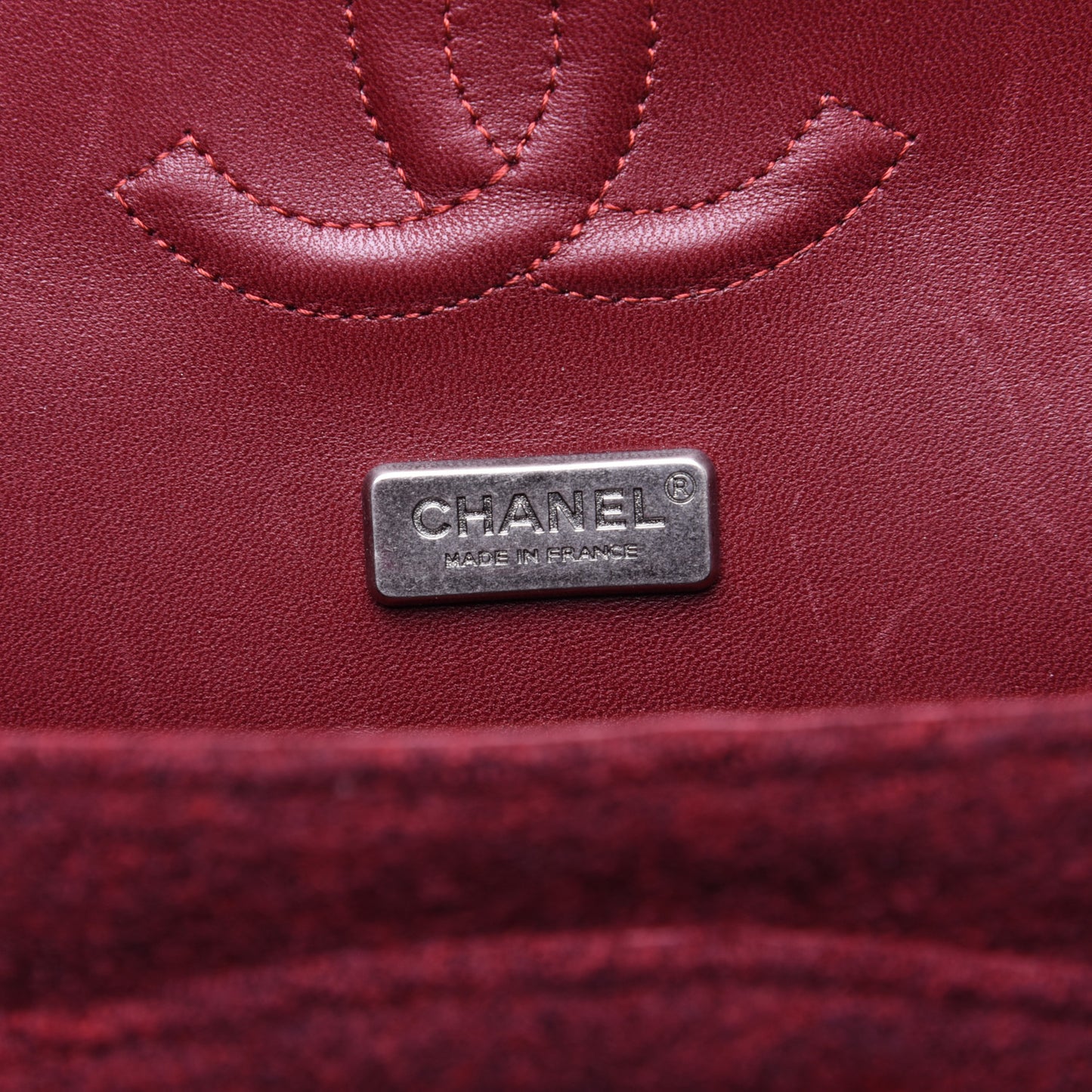 Felt Flower Embroidered Medium Double Flap Burgundy Multicolor