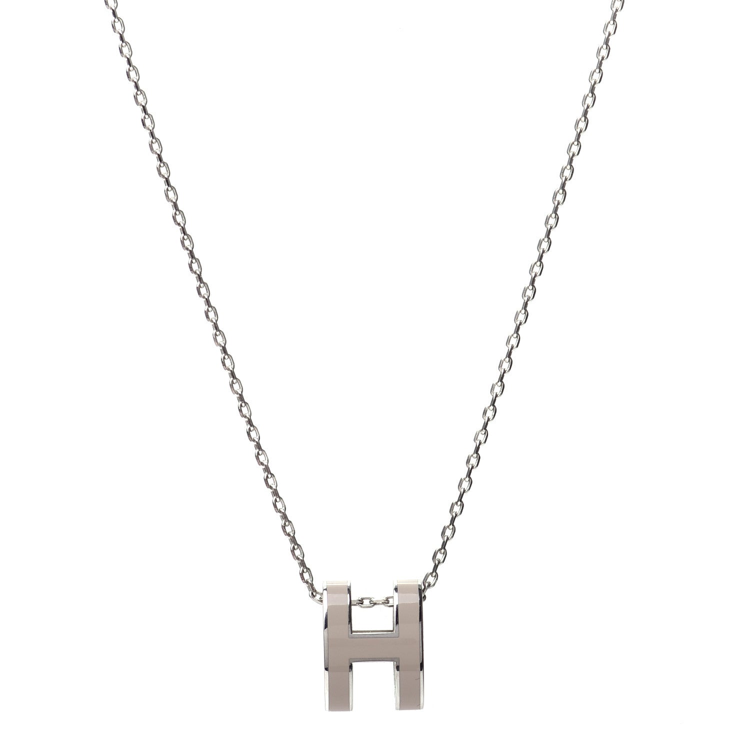 Hermes Palladium Pop H Pendant Necklace Marron Glace 1 of 6