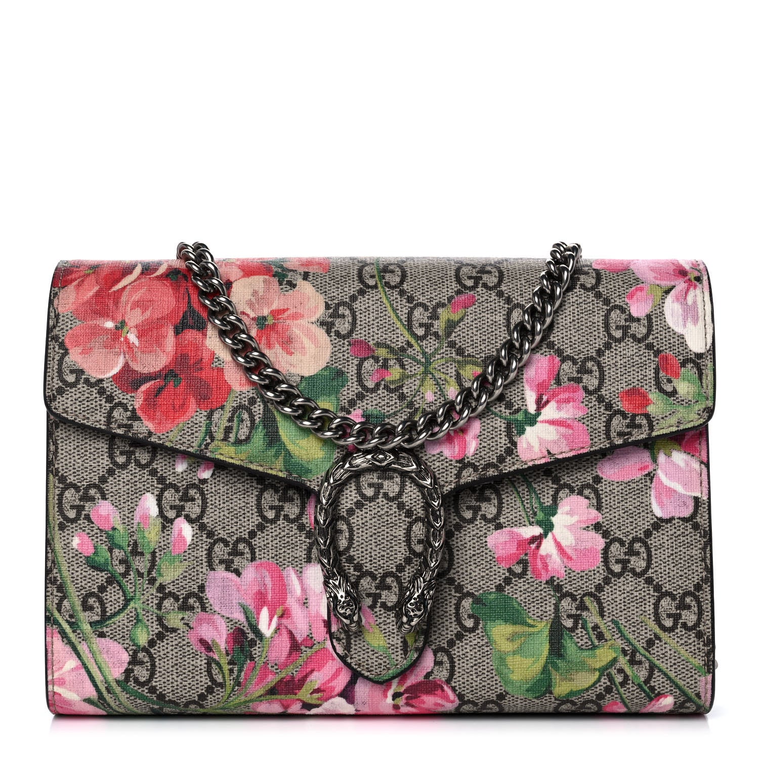 Gucci GG Supreme Monogram Blooms Mini Dionysus Chain Wallet Beige Multicolor Dry Rose 1 of 10