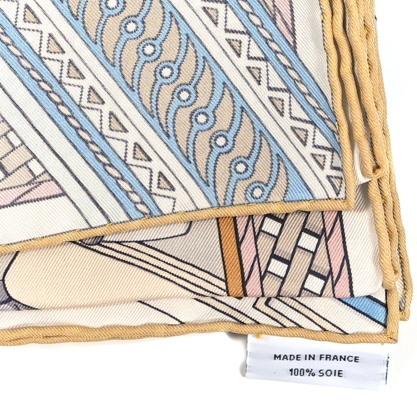 Silk Concours D'Etriers Scarf 90 Gris Perle Bleu