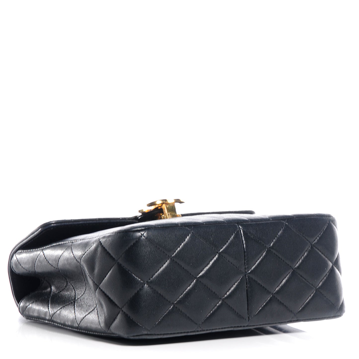 Lambskin Vertical Quilted Kelly Flap Bag Black