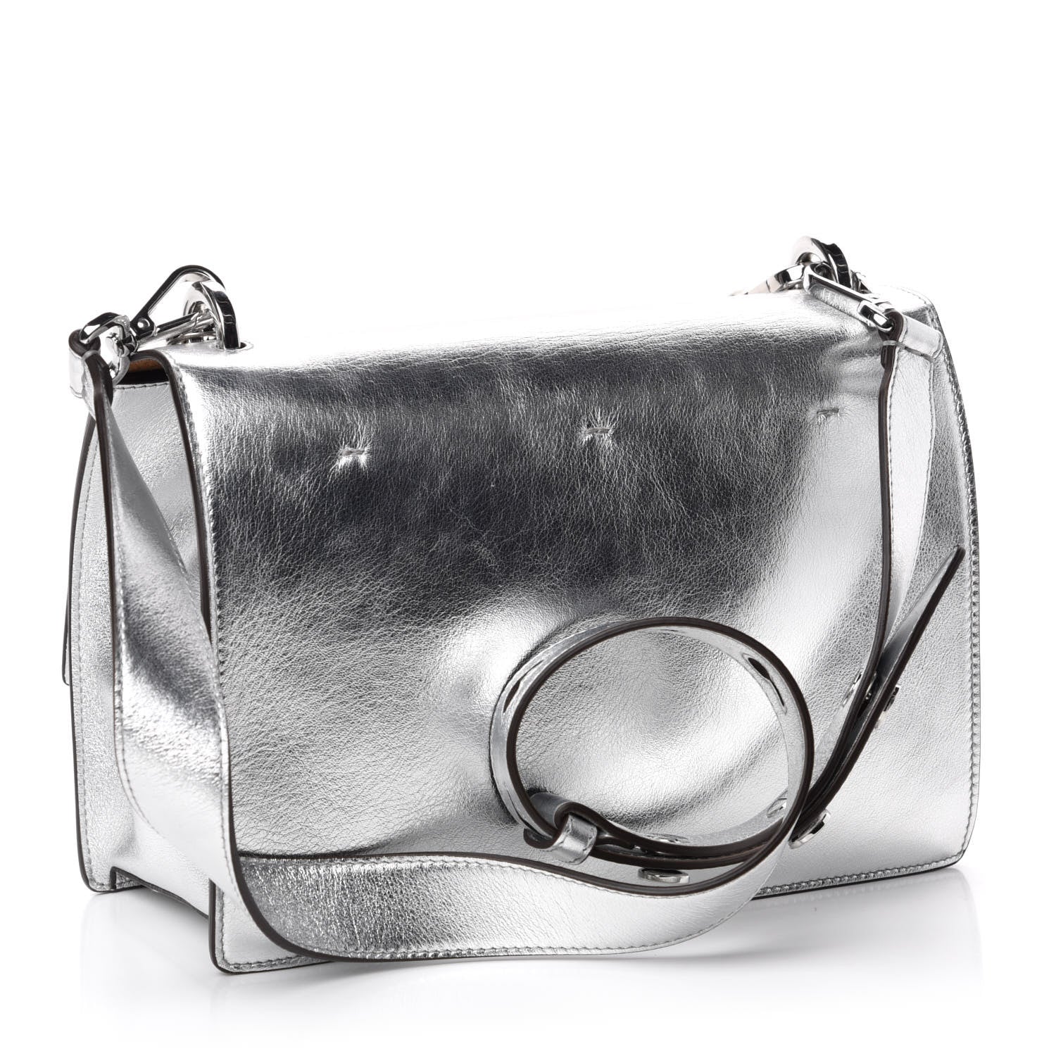 Fendi Vitello Catalan Mirror F is Fendi Kan U Shoulder Bag Argento 3 of 12