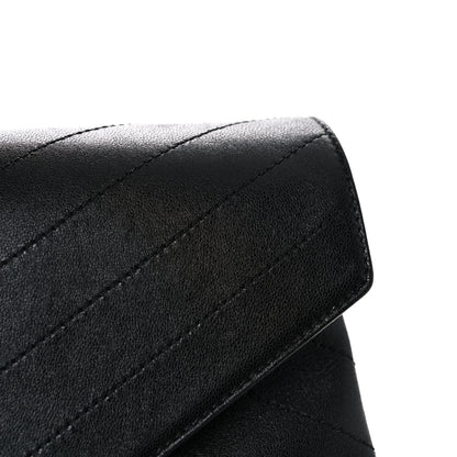 Chanel Lambskin Chevron Quilted Envelope Clutch Black 16 of 16
