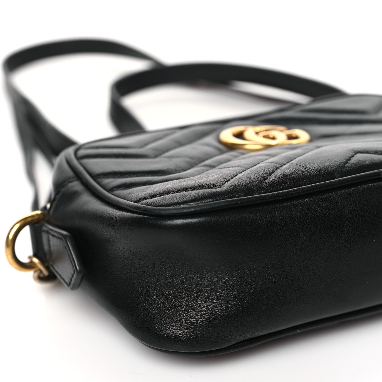 Gucci Calfskin Matelasse Mini GG Marmont Chain Shoulder Bag Black 8 of 10
