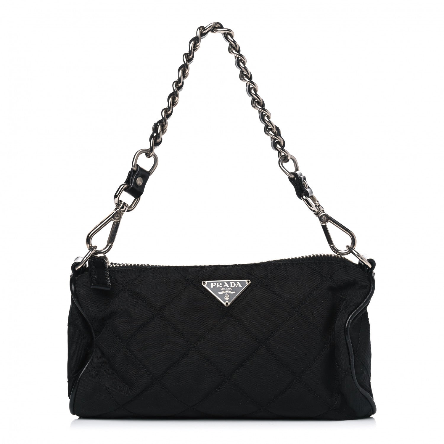 Prada Tessuto Nylon Impunturato Quilted Chain Pochette Black 1 of 5
