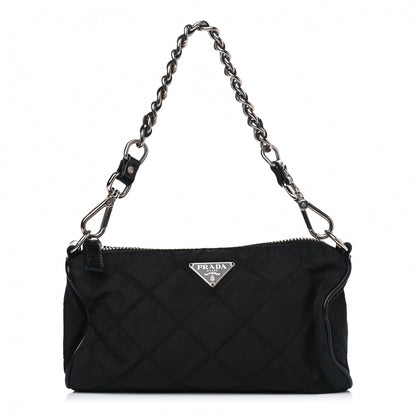 Prada Tessuto Nylon Impunturato Quilted Chain Pochette Black 1 of 5