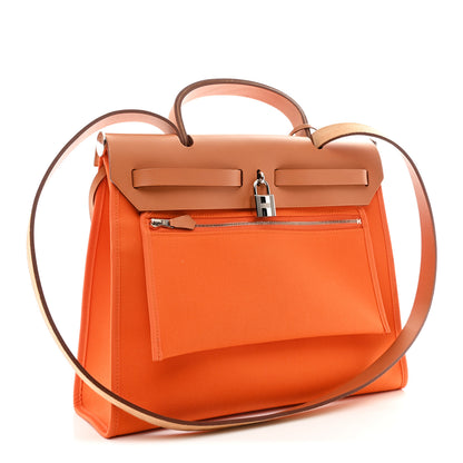 Hermes Vache Hunter Toile Herbag Zip 31 PM Orange 4 of 12