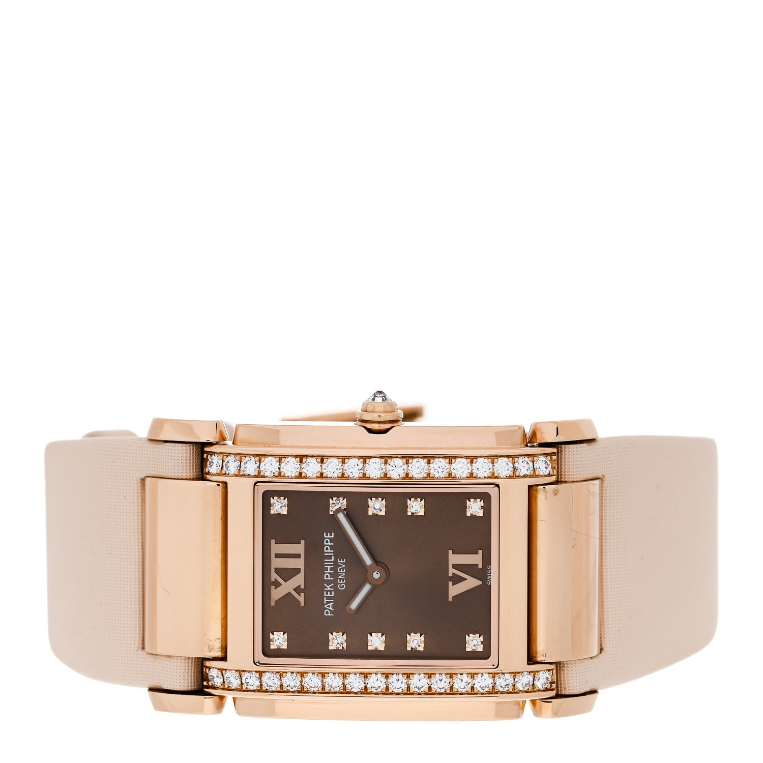Patek Philippe 18K Rose Gold Satin Diamond 25mm Twenty-4 Quartz Watch Chocolate 4920R-001 2 of 4