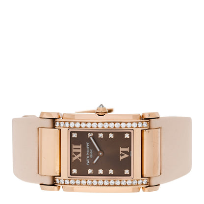 Patek Philippe 18K Rose Gold Satin Diamond 25mm Twenty-4 Quartz Watch Chocolate 4920R-001 2 of 4