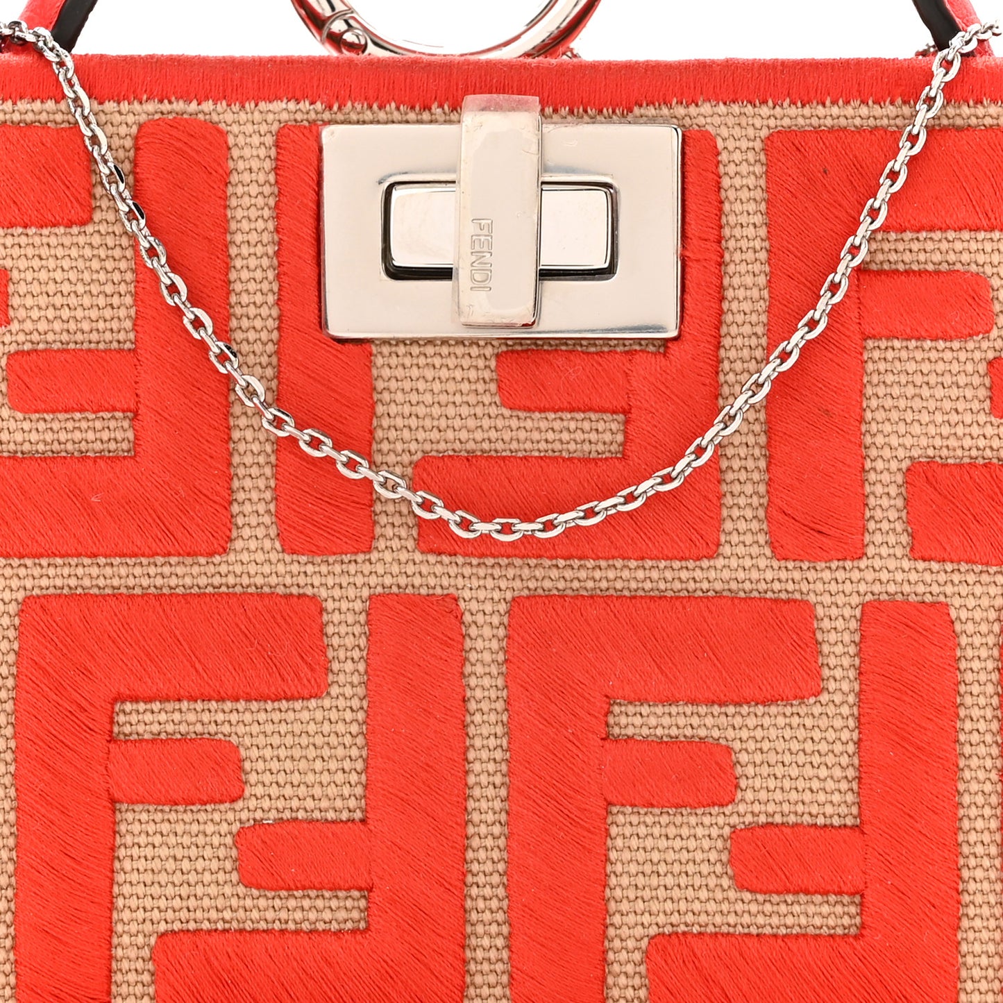 Canvas Vitello Volanato FF Embroidered Pico Peekaboo Charm Sand Tulipano