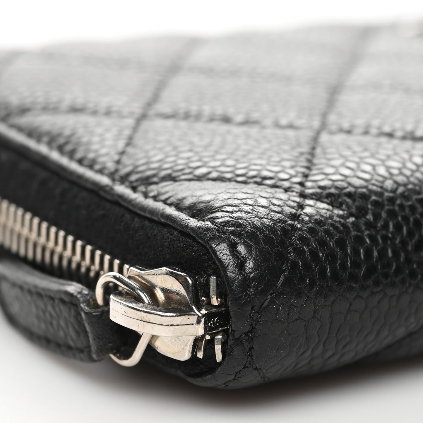Caviar Quilted Large Gusset Zip Around Wallet Black