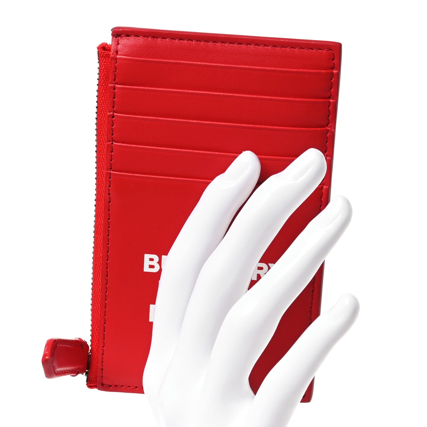 Calfskin London England Print Logo Alwyn Card Holder Bright Red