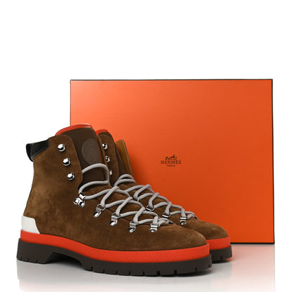 Hermes Suede Calfskin Mens Denivele Ankle Boots 41 Marron Cannelle Black 10 of 10
