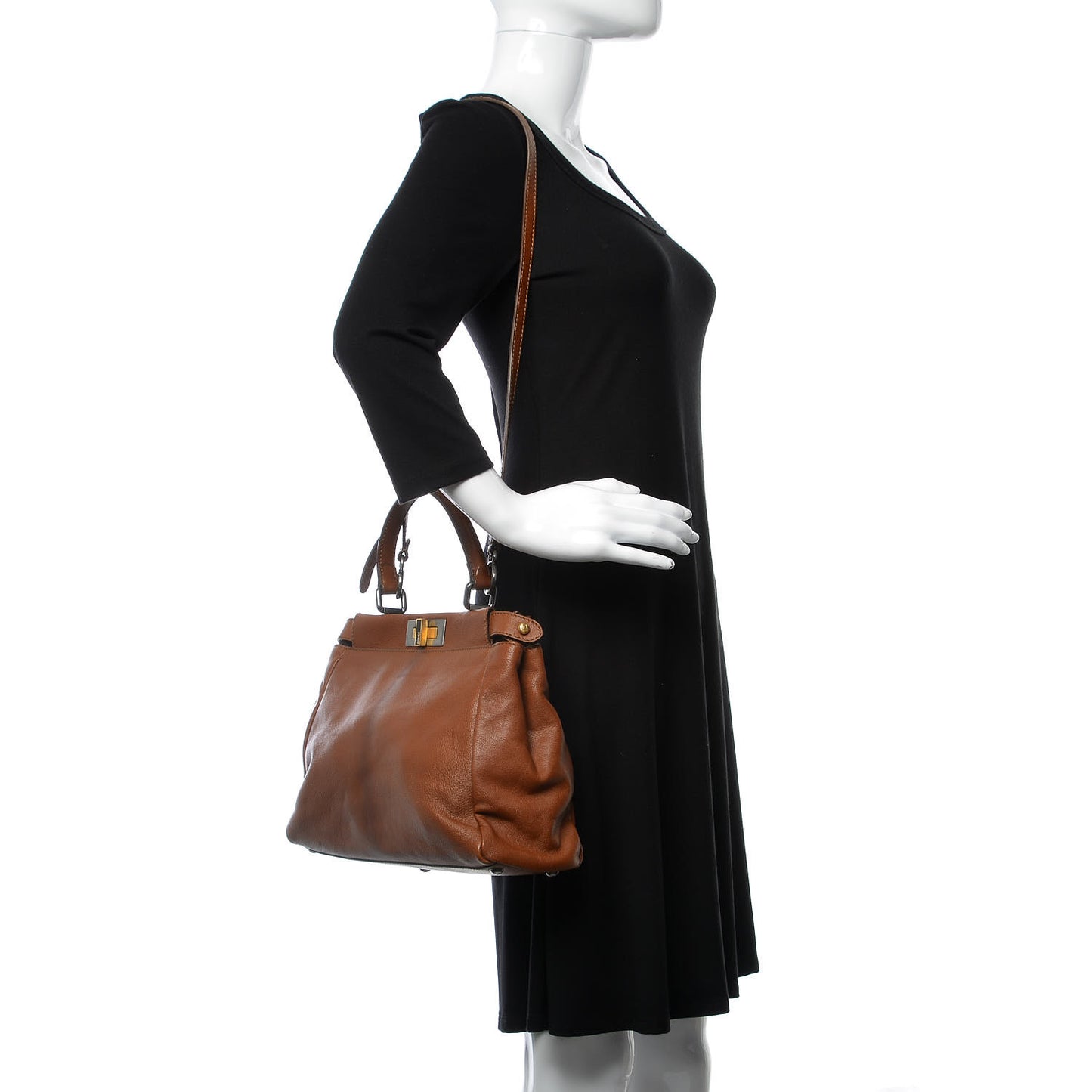 Goatskin Snakeskin Medium Peekaboo Iconic Satchel Brown