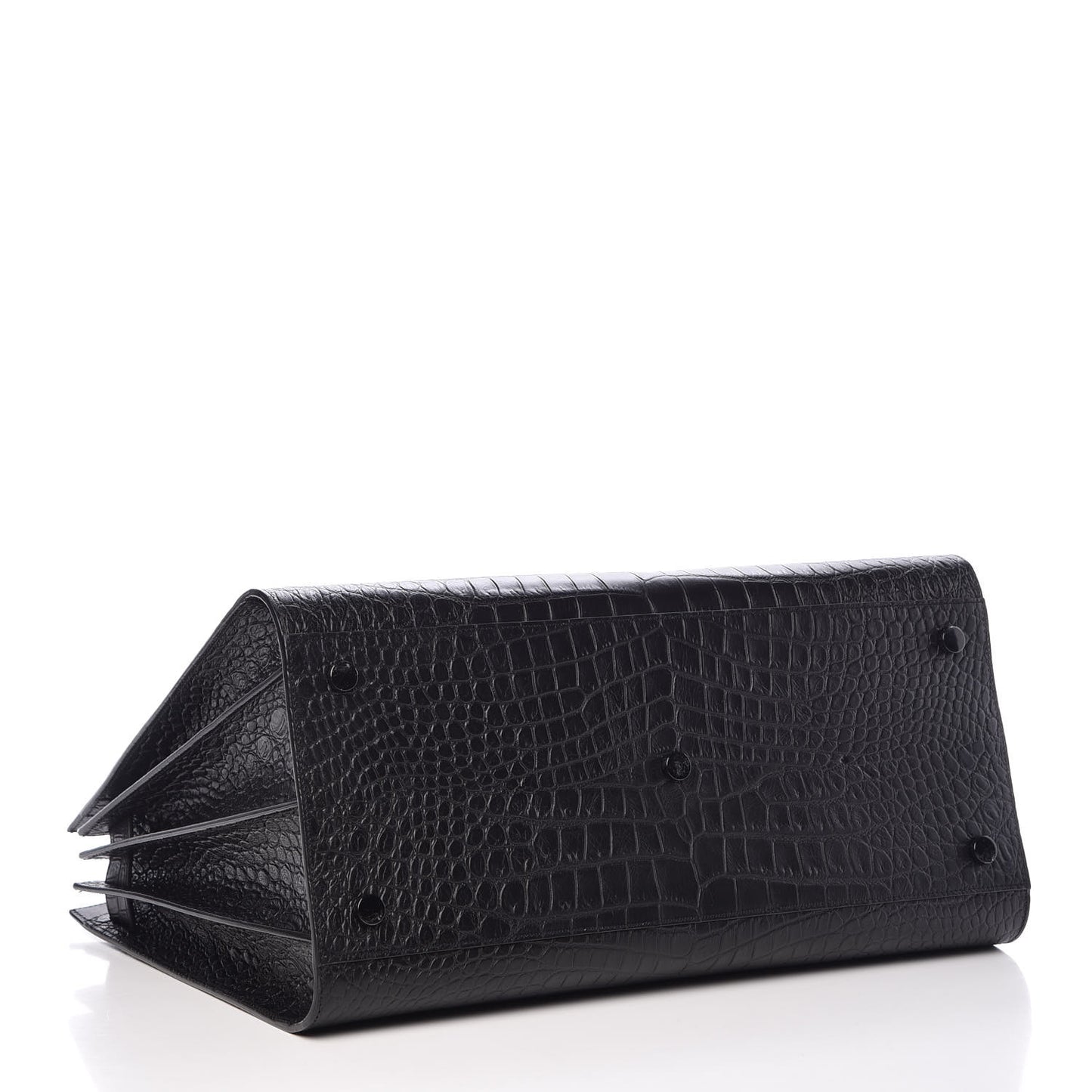 Calfskin Crocodile Embossed Large Sac De Jour Carryall Black