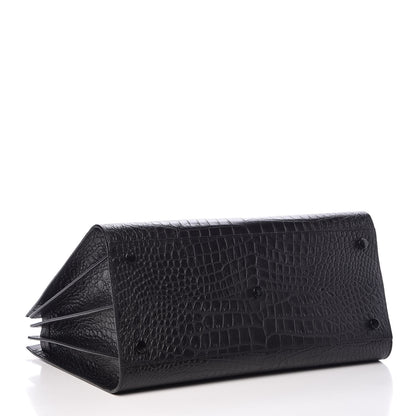 Saint Laurent Calfskin Crocodile Embossed Large Sac De Jour Carryall Black 5 of 10