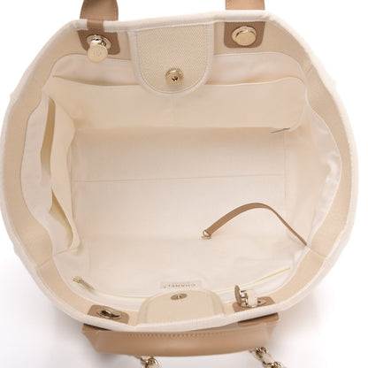 Chanel Canvas Pearl Large Deauville Tote Ecru Beige 5 of 12