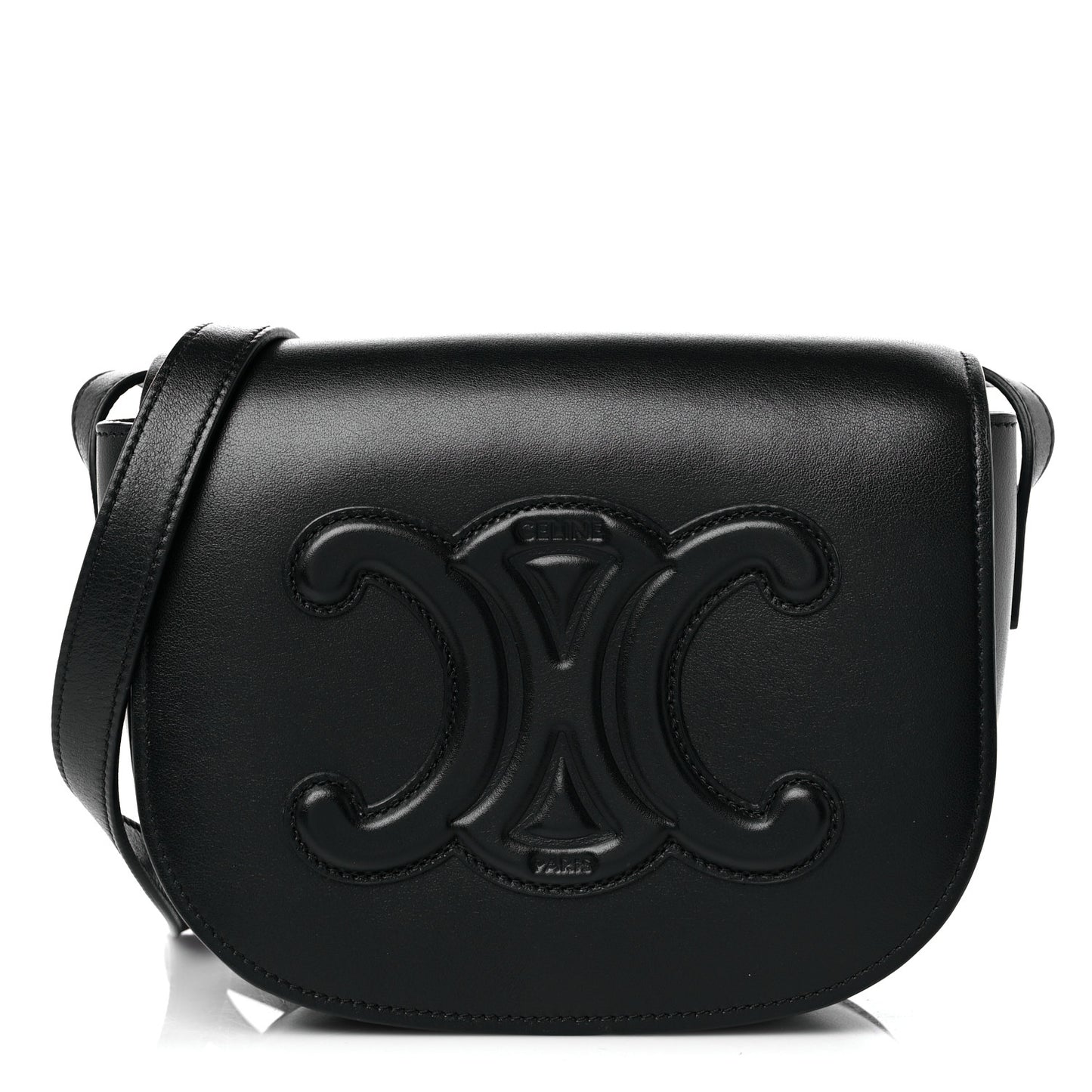 Smooth Calfskin Cuir Triomphe Folco Crossbody Bag Black