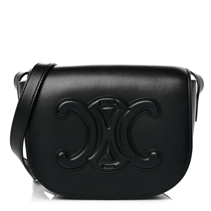 Celine Smooth Calfskin Cuir Triomphe Folco Crossbody Bag Black 1 of 13