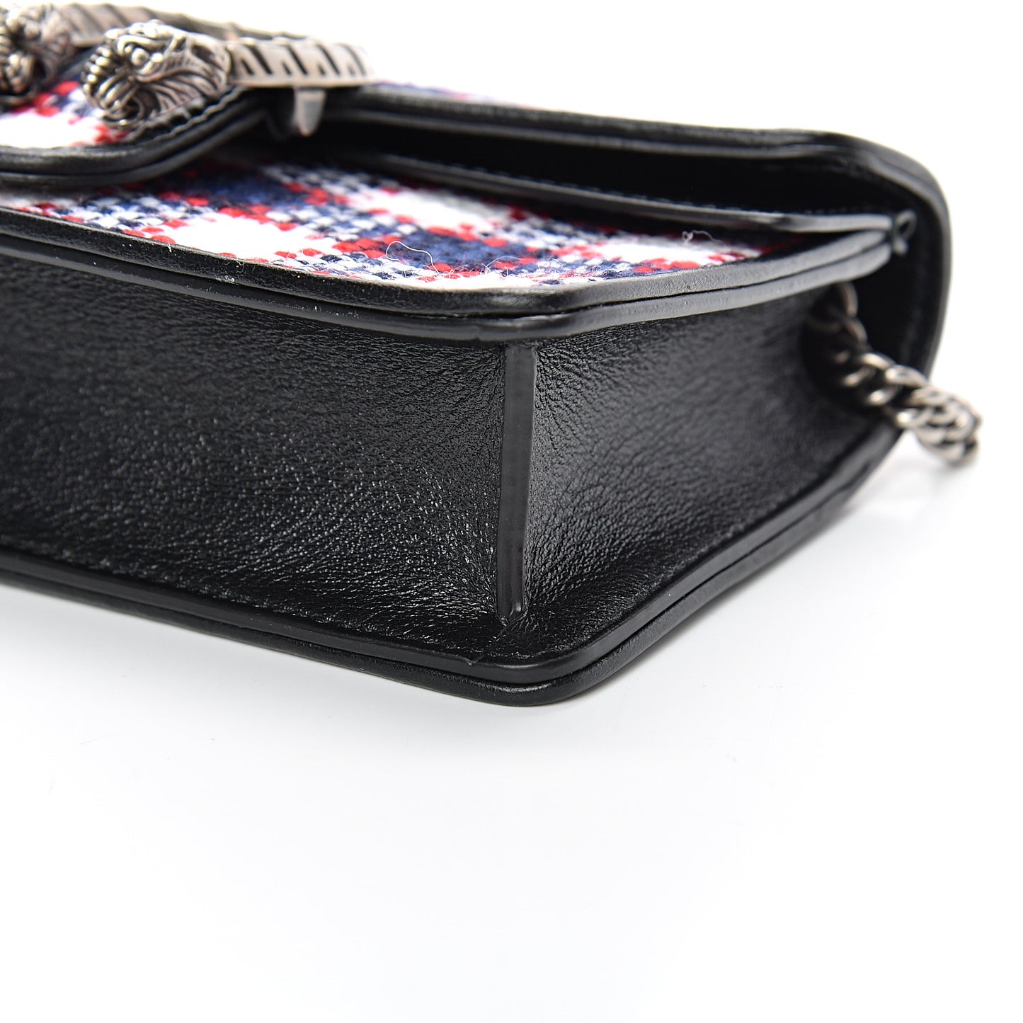 Vintage Tweed Check Super Mini Dionysus Shoulder Bag White Hibiscus Red Marine