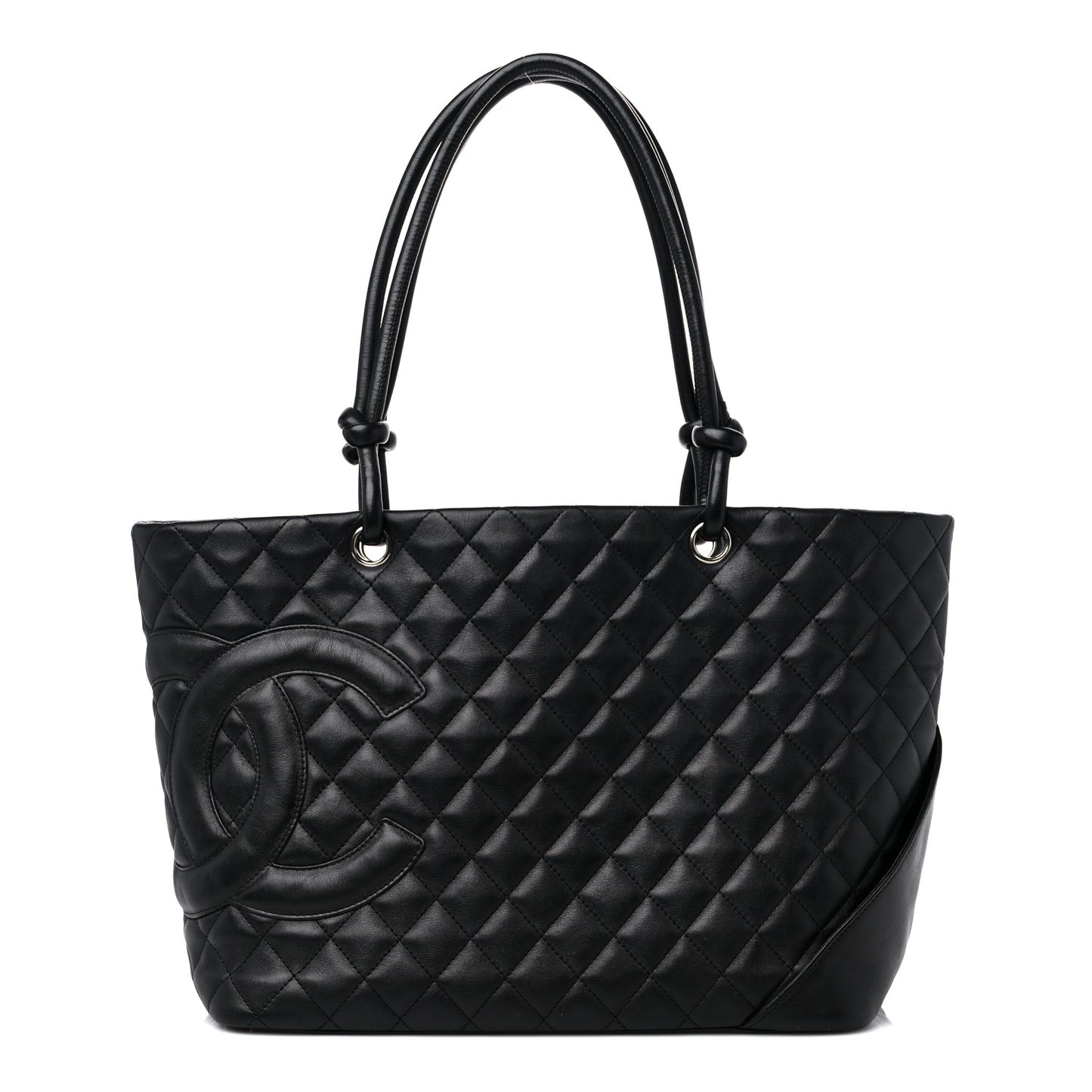 Calfskin Quilted Large Cambon Tote Black