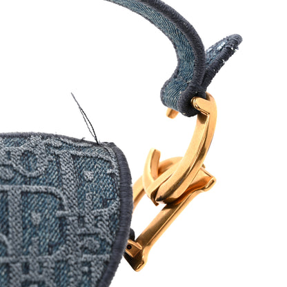 Christian Dior Oblique Embroidered Saddle Bag Denim Blue 12 of 12